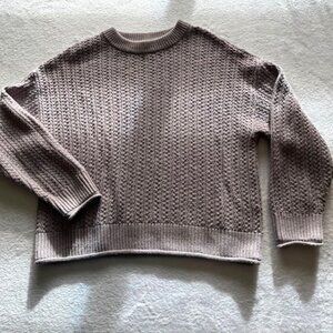 Universal Thread Cropped Taupe/Tan Textured Knit Long Sleeve Sweater Size M